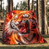1pc Tiger Flames Print Outdoor Blanket, Lightweight Polyester,