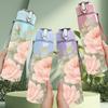 1PC Soft Pink Rose Floral Print 750ml Color Plastic Sports Water Bottle Leakproof Flip Straw Lid Suitable for Sports Office Home Use