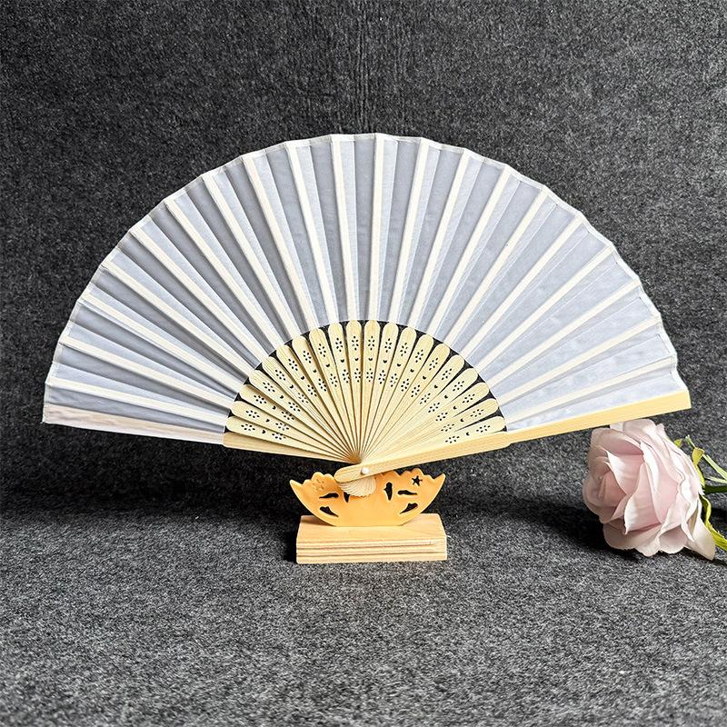 Bamboo Cloth Folding Fan Classical Blank Dancing Fans Handle Fan Chinese Art Crafts Gifts Decoration Fans Home Decor Gifts