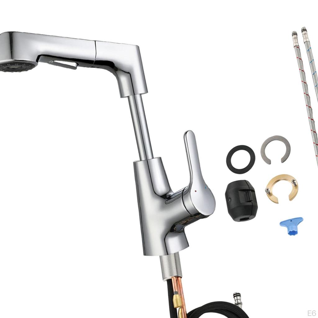 Bathroom Sink Faucet with Pull Out Sprayer Kitchen Flexible 2 Water Modes,