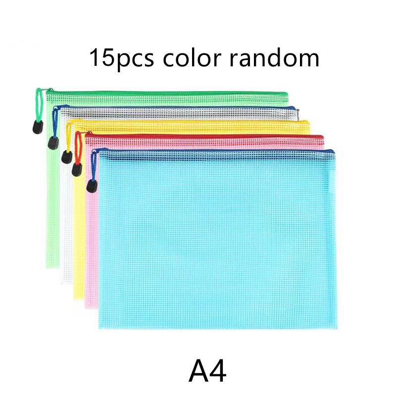 5~20PCS A4/A5 Mesh Zipper Pouch Document Bag Pen Bag Storage Bags Waterproof Zip File Folders School Office Supplies TMZ