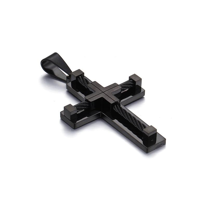 Colar masculino de aço inoxidável com pingente de cruz de joias de titânio