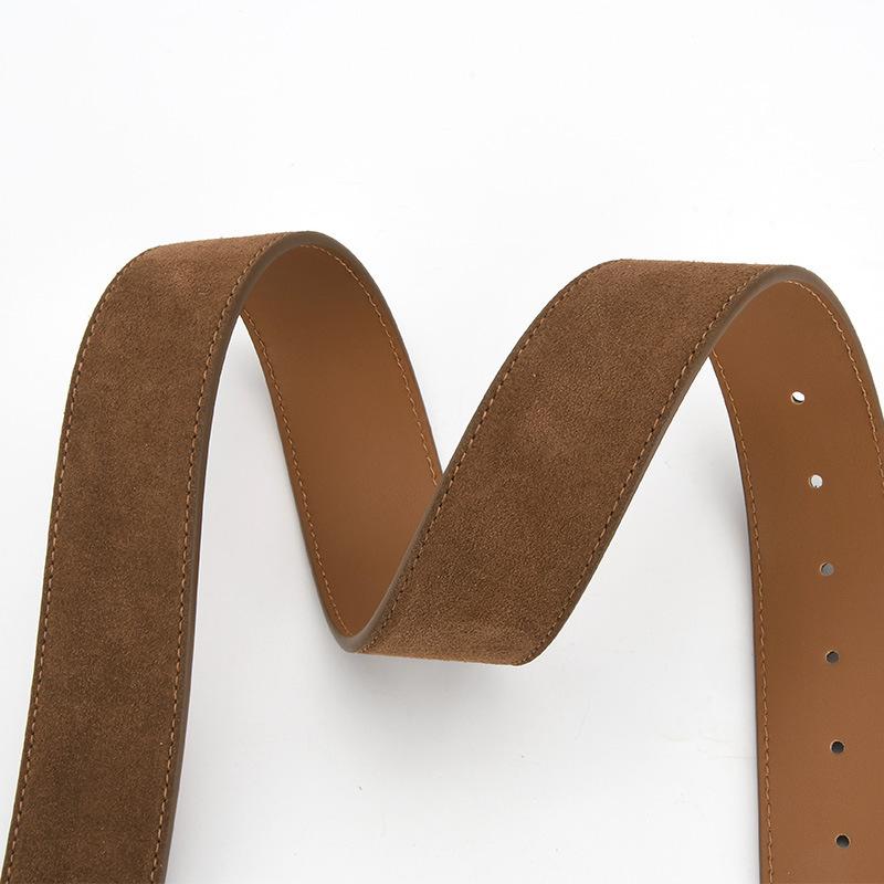 Retro Matte Leather Women's Belt, Fashionable Simple Reverse Velvet Versatile Match with Jeans High-end Decorative Belt for Women