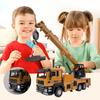 Children Engineering Truck Toy with Light & Sound Effect Flexible Long Arm Retractable Sling Simulation Lifting Crane Truck Model