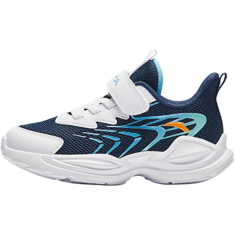 Anta Kids Synthetic Leather Comfortable Breathable Lightweight Shock Absorption Low-Top Running Shoes Kids Sneaker Blue White A12439905-2