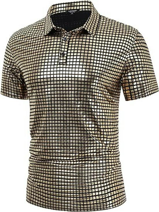 "New Men's Halloween Disco Sequin Shirt – 70s Party Style"