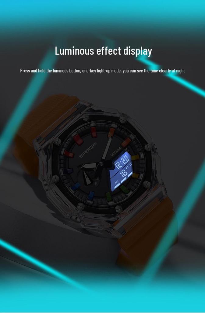 Unisex Transparent Octagonal Electronic Wristwatch: Multifunctional, Waterproof, Swimming-Compatible, Best-Selling Design