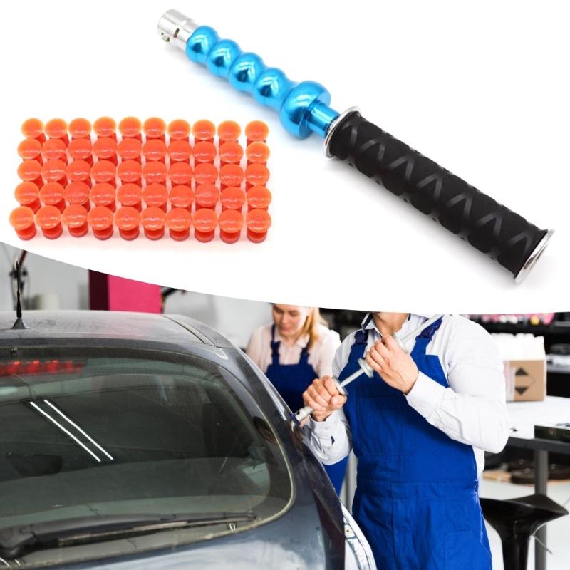 High Strength Steel Auto Body Dents Puller Hammer With 50 Red Adapters Fit for Hails Damage Repair No Painting Required