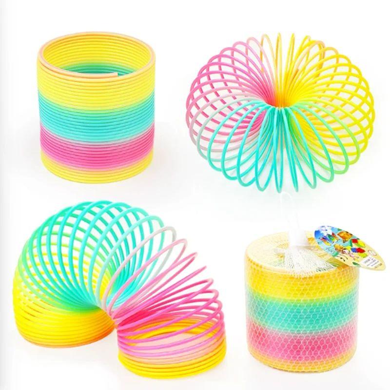 Rainbow Bounce Loop Folding Toy Material Spring Loop Children's Creative Magic Party Children's Hand Eye Coordination