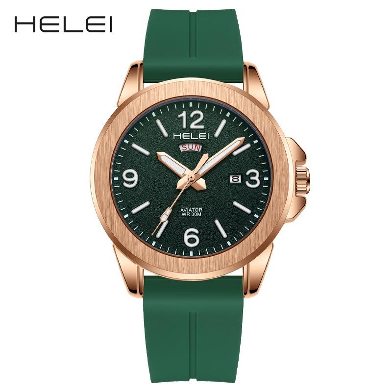 HELEI Herey's new men's watch waterproof quartz watch silicone strap luminous watch non-mechanical one