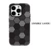 Coque de téléphone hexagonale noire à pois pour iPhone 17 16 15 14 13 Pro Max Plus pour coque rigide magnétique à une ou deux couches
