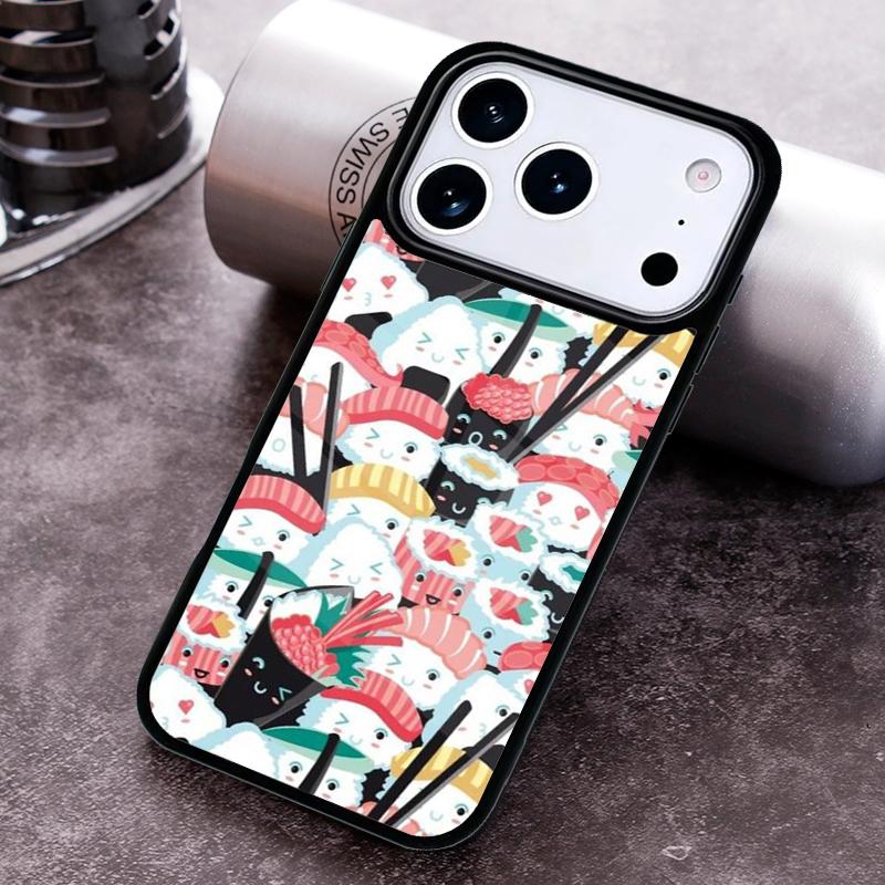 

Kawaii Sushi Crowd Phone Case for iPhone 17 16 15 Pro Max Air 14 13 12 11 Plus Shockproof Cover iPhone17 Pro Max
