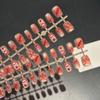 Resin Firework Lion Dance Red New Year Handmade Sparkle Cat Eye Nail Art Set - 30 Pieces