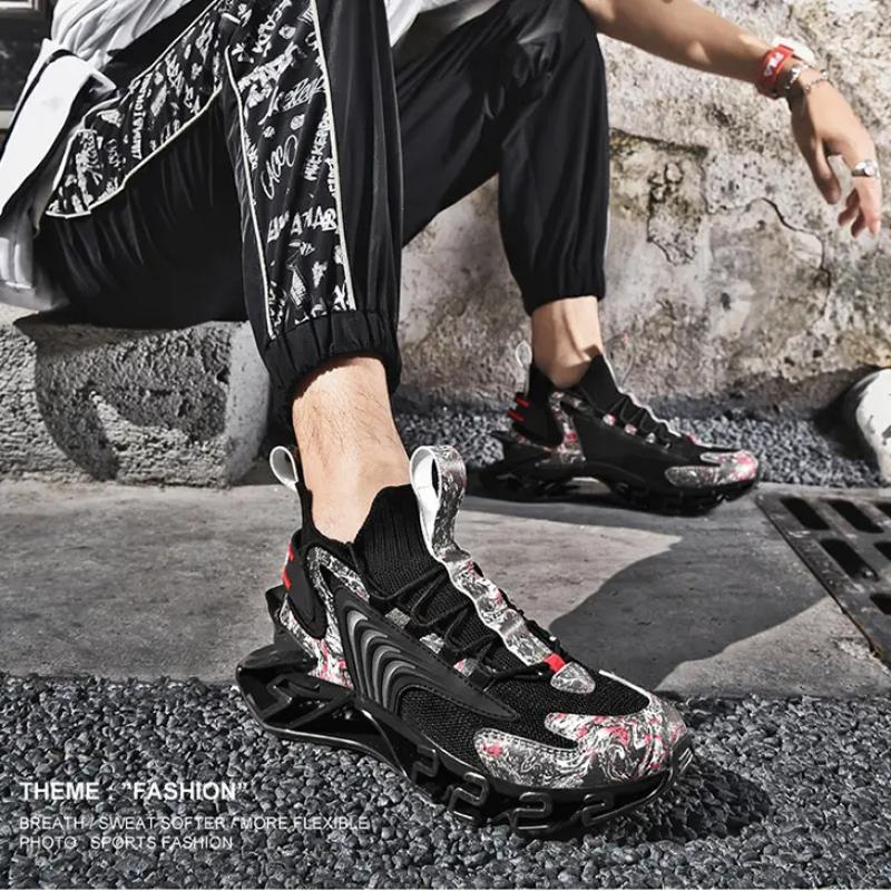 Men Sneakers Flying Woven Casual Sports All-match Men's Shoes Plus Size Shoes Shock Absorption TPU Sole Air 46