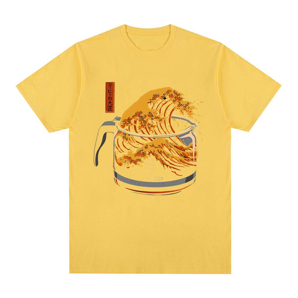 The Great Wave of Coffee Funny Meme Tshirt Unisexs Women Clothing Fashion Tshirts Cotton Casual Short Sleeve T Shirts Streetwear