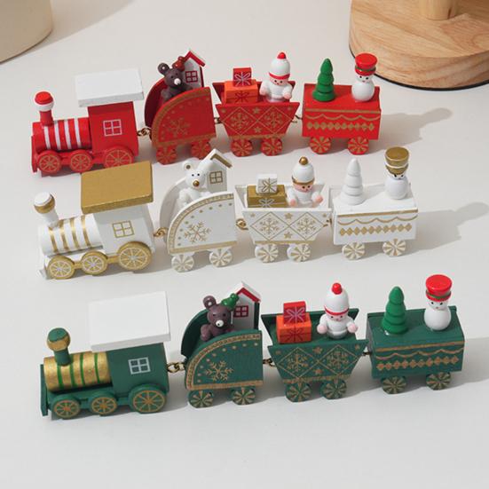 Julepynt Tog Tre Festlig Mini Tog Ornament Julepynt Tog Midtpunkt for Peishylle Spisebord Godt Nyttår Gave