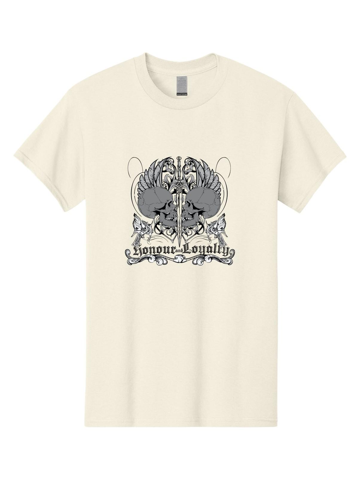 Honour And Loyalty Skull Mens Graphic Tee, 100% Cotton, Casual Summer Wear S разноцветный
