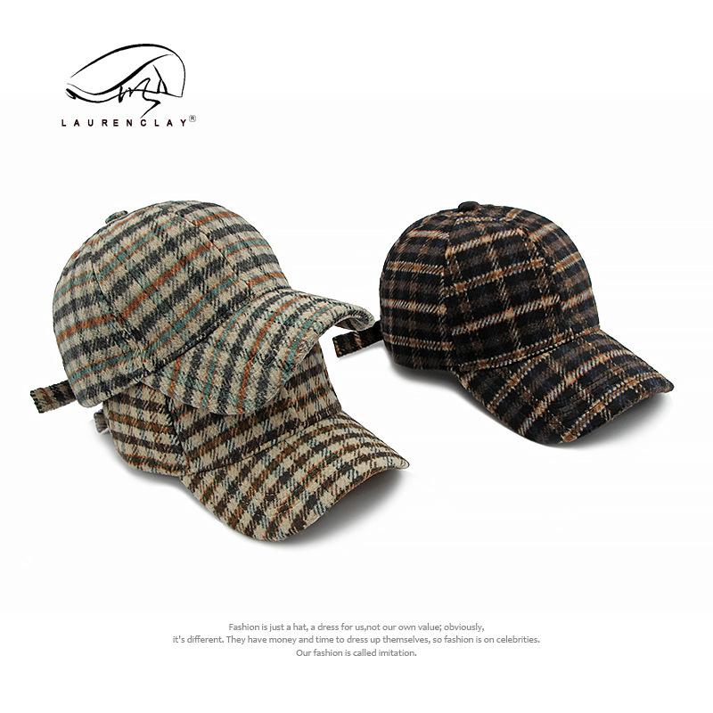 Hats Men and Women Autumn and Winter Versatile Warm Plaid Hard Top Baseball Cap Outdoor Sunscreen Shade Cap