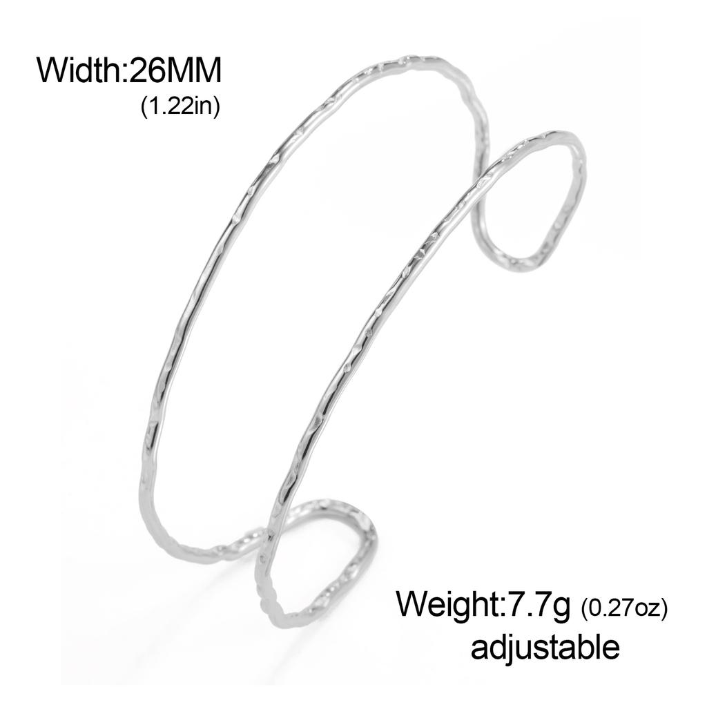 Double Layer Cuff Bracelet Women Stainless Steel Gold Open Bangle Minimalist Geometric Jewelry Gift