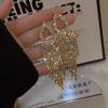 111 silver needle French retro luxury super flash fringed earrings women, temperament advanced feeling water drop earrings Internet celebrity earrings