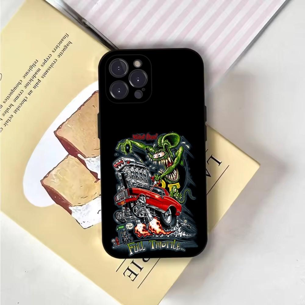 Cartoon Rat Fink RF Phone Case For iPhone 16,15,14,13,12,11,Pro,X,XS,Max,XR,Plus,Mini Soft Black Cover