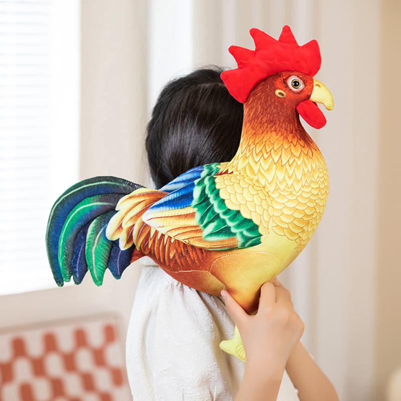 34/44cm Fun Simulation Rooster Plush Doll Pillow Red Standing Realistic Chicken Plush Toy Home Decoration Gift For Boys Girls