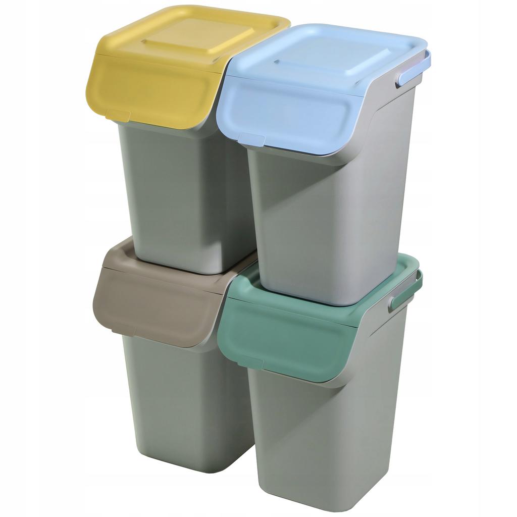 KADAX Trash Can 3x25L Set for Waste Sorting Container with Handle