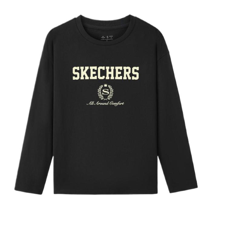 Skechers Fashion Series Simple Comfortable Versatile Letter Long Sleeve T-Shirt Unisex Tops L325U013-0018 M