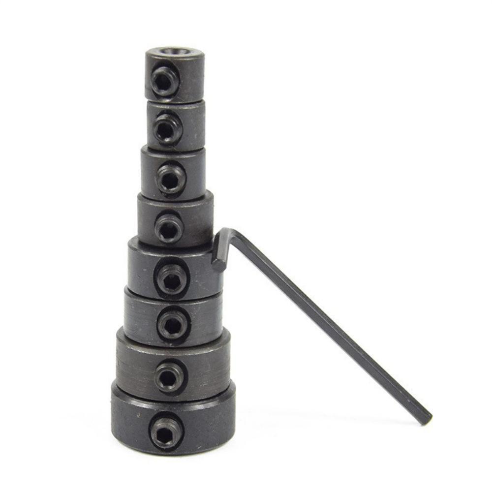 8Pcs New Drill Bit Depth Stopper Set Adjustable Carbon Steel Positioning Collars With Allen Wrench Woodworking Limit Rings