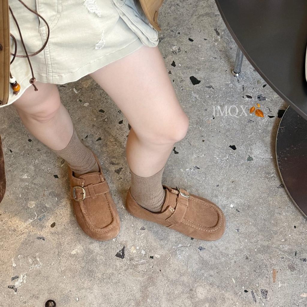 Retro suede platform Boken shoes women's 25 autumn new soft-soled beanie shoes French high-end casual beanie shoes
