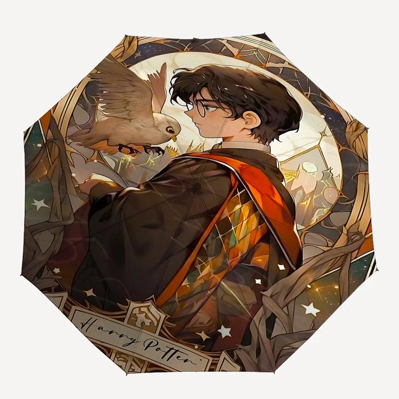 1pc Harry Potter Automatic Folding Umbrella - Compact 8-Rib Design, Durable Plastic & Iron1225L