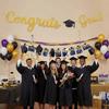 Glitter Decor Graduation Party Banner Garland Handmade Graduation Hanging Banner Reusable Decorative Glittery Gold Garland