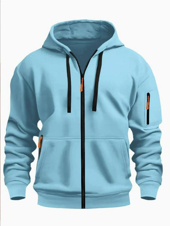 Europäischer Herren-Fleece-Kapuzenpullover Cardigan - Herbst/Winter Lässiger Sportstil, Kapuzenjacke Dick
