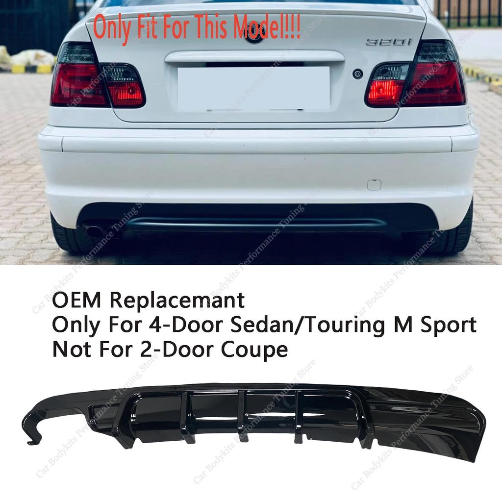 OEM Replace Gloss Black MP Style Rear Diffuser Rear Bumper Lip For Bmw E46 3 Series 4-Door Sedan/Touring M Sport 2002-2005