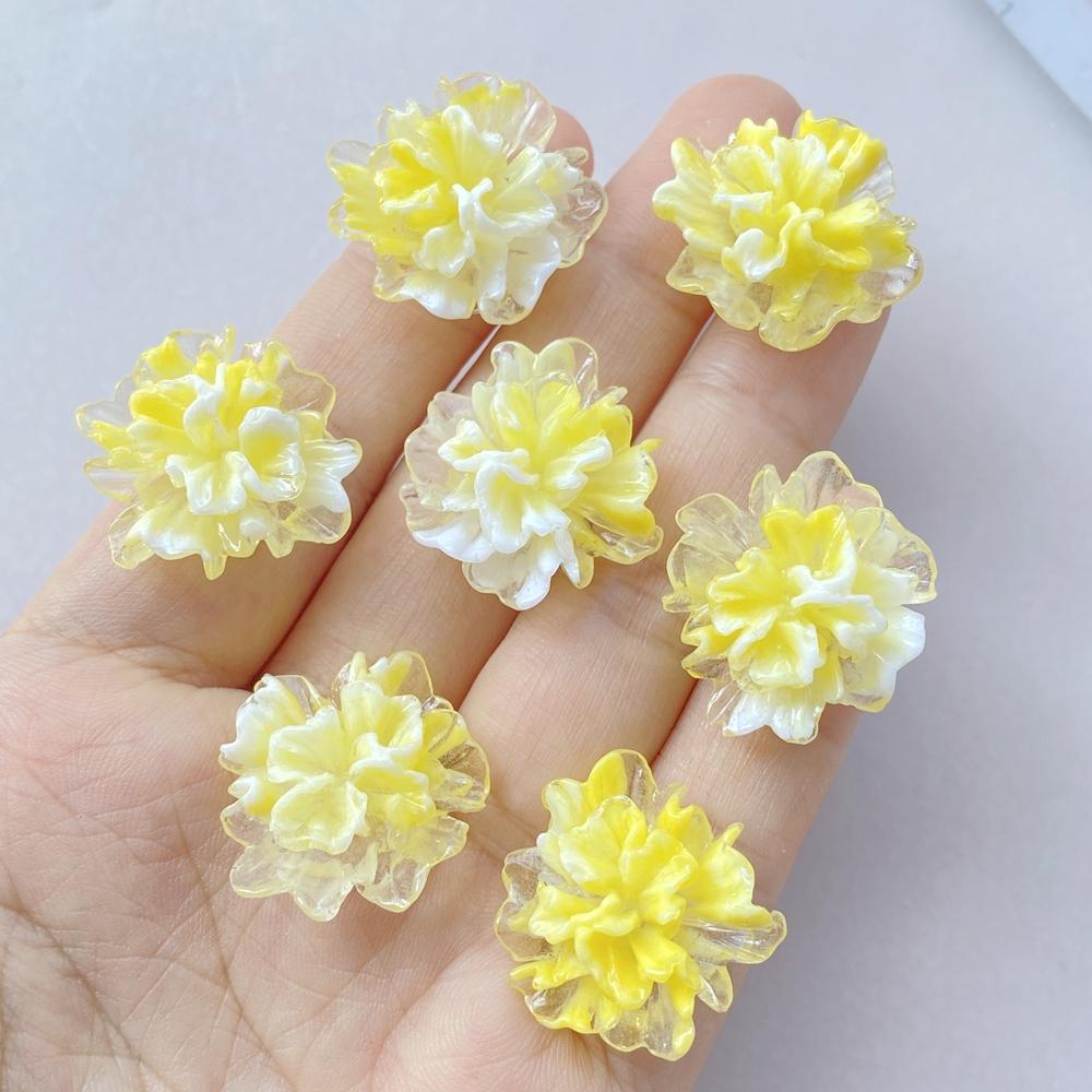 22mm Resin Colorful Gradual Candy Color Lotus Flat Back Flower Rhinestones Figurines Scrapbook Ornaments DIY Bow Clothing Crafts