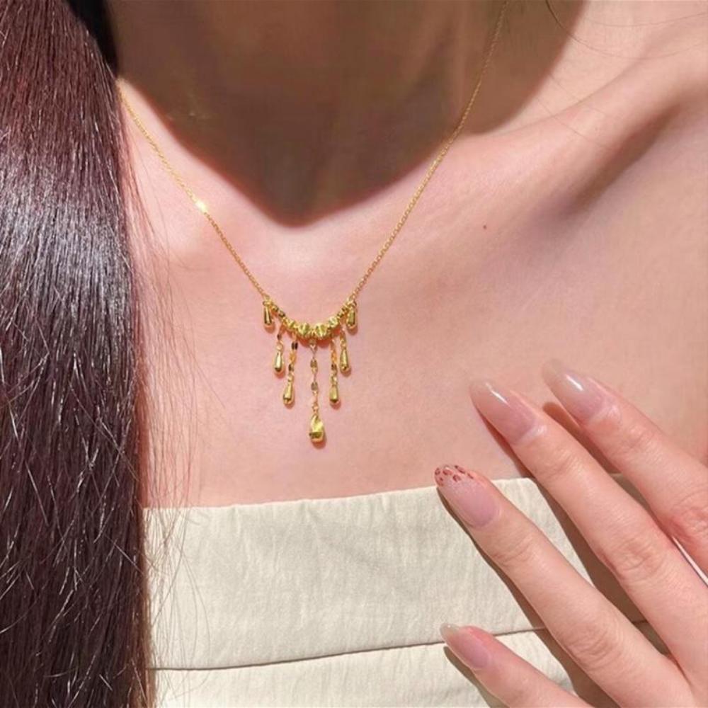 Elegant Luxury Tassel Necklace Versatile Retro Waterdrop Necklace Minimalist Style Exquisite Retro Necklace Women Fashion