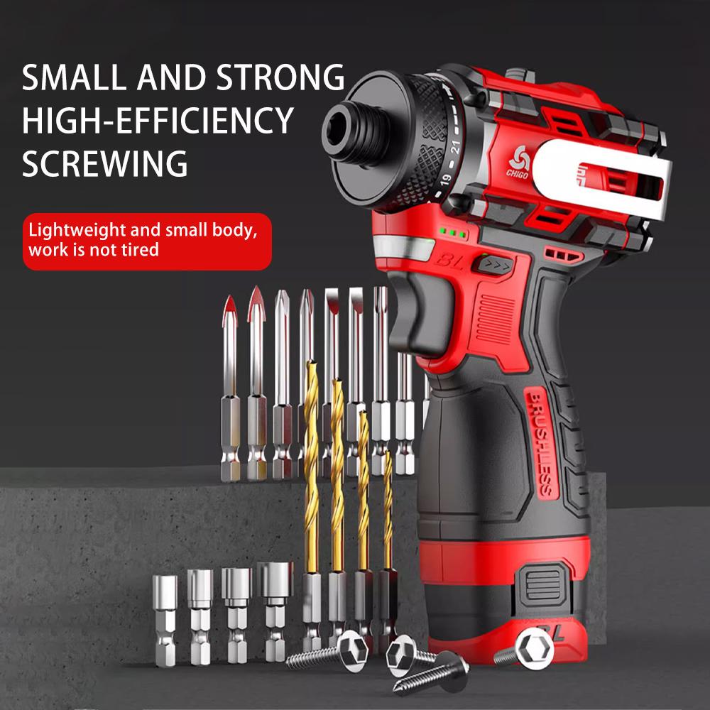 80N.m 18V Brushless Electric Drill Cordless Knockable Driller Driver Screwdriver Li-ion Battery Electric Power Tools
