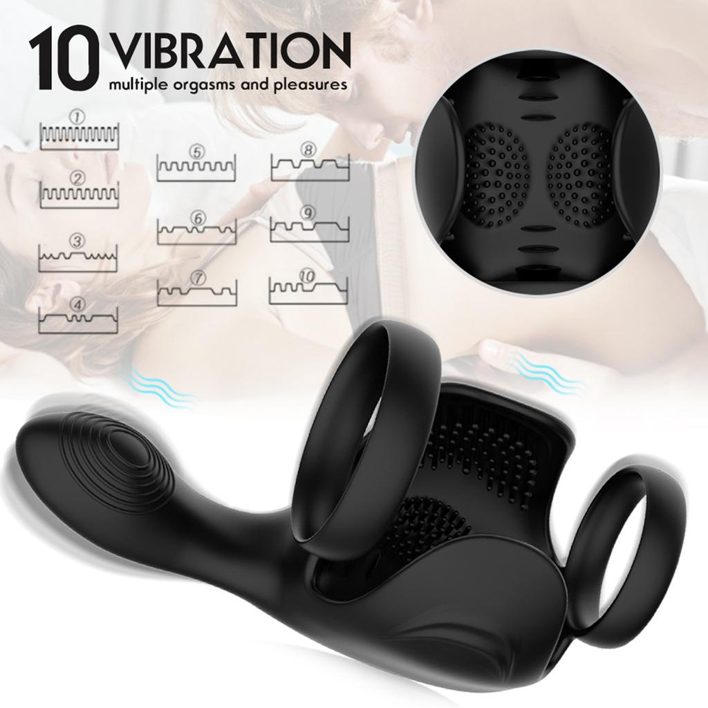 Wtoyu Silikon Vibrierender Penisring Prostata Stimulator Massagegerät Männlicher Penisring 10 Vibrationsmodi