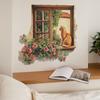Window Rose Orange Cat Bedroom Living Room Home Background Beautification and Decoration Wall Stickers