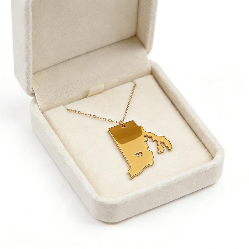 Fashion Rhode Island Map Necklaces Stainless Steel America United States Map Jewelry Accessories