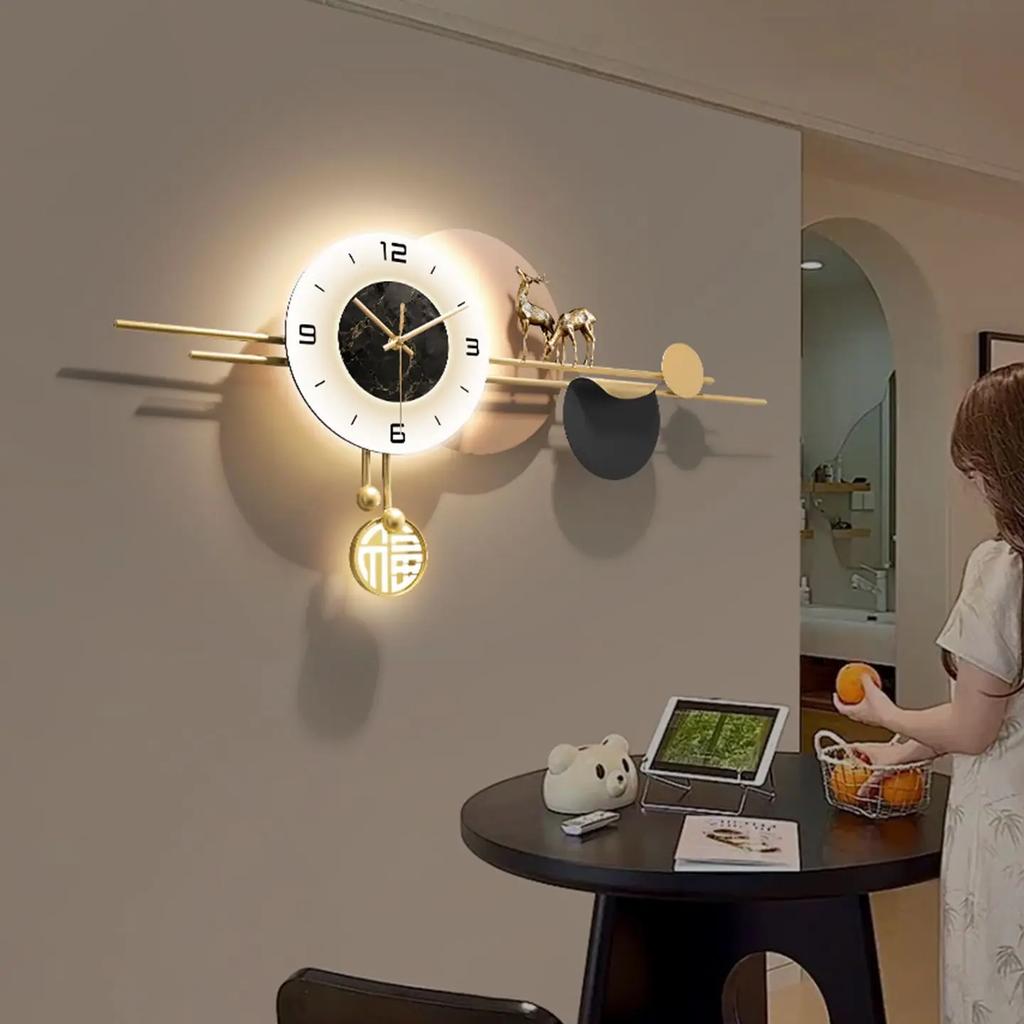 Light luxury style clock wall mounted restaurant clock high-end creative living room silent wall mounted clock