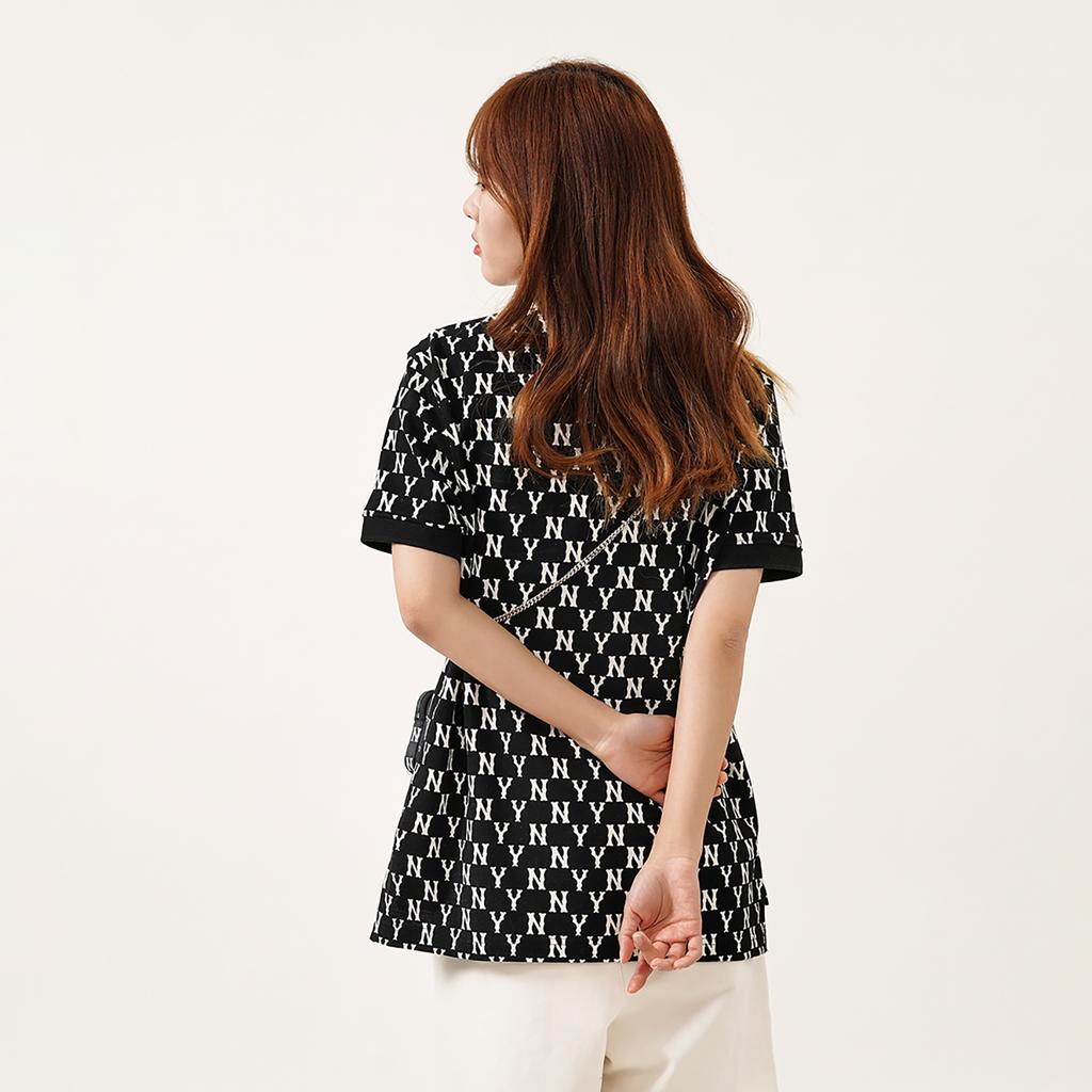 New MLB Base Logo Polo Shirt Women's Black 3FPQM5023-50BKS