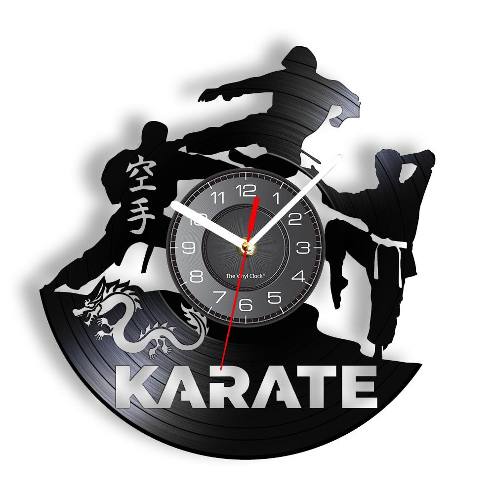 International Karate Vinyl Record Wall Clock Karate Partice Wall Decor Combat Karate Vintage Clock Gift For Fighting Sport Lover