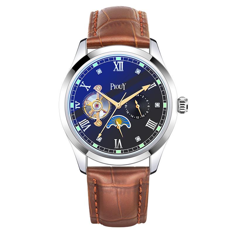 Uhr Herren Tourbillon leuchtende multifunktionale mechanische Uhr Herrenuhr Geschenk