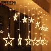 LED Star Light String Christmas Lights Festival Lights Neon Colored Lights String Five Pointed Star Curtain Lamp Room Ins Decorative Lamp