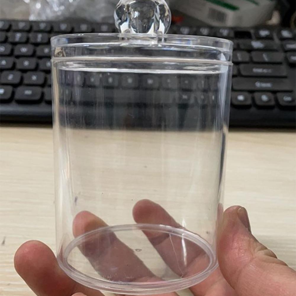 4pcs Canister Set Clear Storage Jar PS Plastic Round Bathroom Canister With Lid Clear Plastic Jar Bathroom Storage