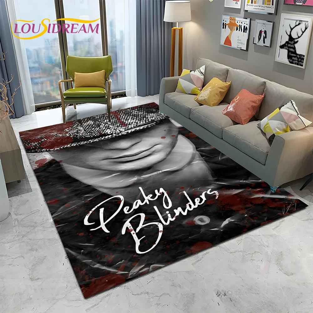 HD Tommy Shelby 3D P-Peaky Blinders Carpet Rug for Home Living Room Bedroom Sofa Doormat Decor,kids Area Rug Non-slip Floor Mat