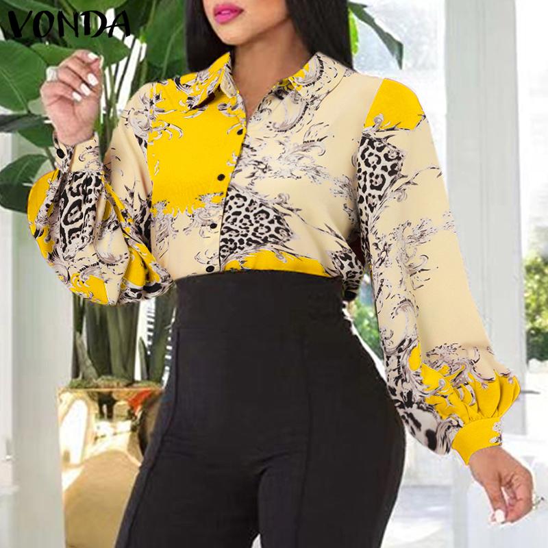 

VONDA Весенние женские свободные рубашки с принтом