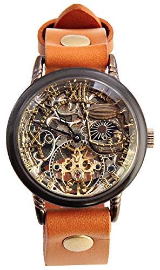 

Moola Watch Rebic Manual Winding Made in Japan Skeleton RER-30B (M, Camel)