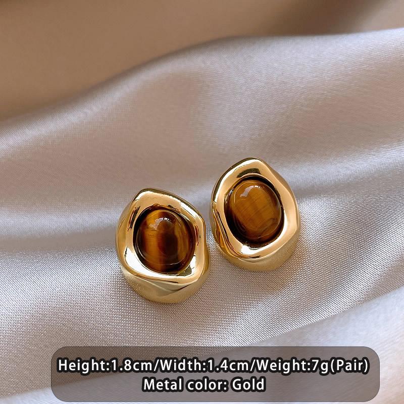 

Gold Color Chain Natural Tiger Eye Stone Pendant Necklace Light Luxury Set Jewelry Women s Temperament Autumn Winter Accessories